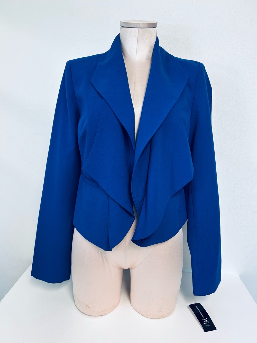 INC NWT Cropped Tailored Open Front Goddess Blue Lined Blazer Womens S